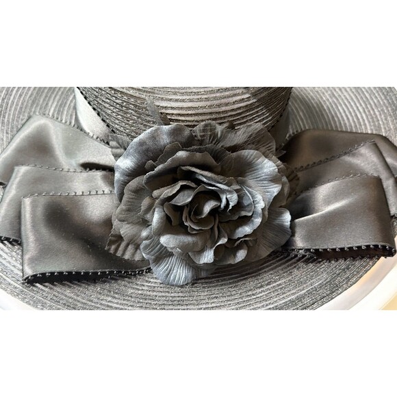 Plaza Suite by Betmar Black Wide Brim Derby Church Hat Floral Wedding Tea Party main image 2